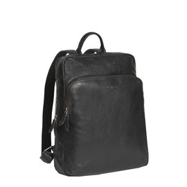 Justified Bags® Everest Laptop-Rucksack aus Leder Schwarz
