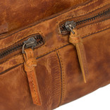 Justified Bags® Roma Leather Shoulder Bag Longshape Top Zip Cognac
