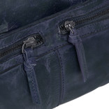 Justified Bags® Roma Lederen Schoudertas Longshape Top Zip Navy