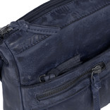 Justified Bags® Roma Leder Umhängetasche Longshape Top Zip Navy