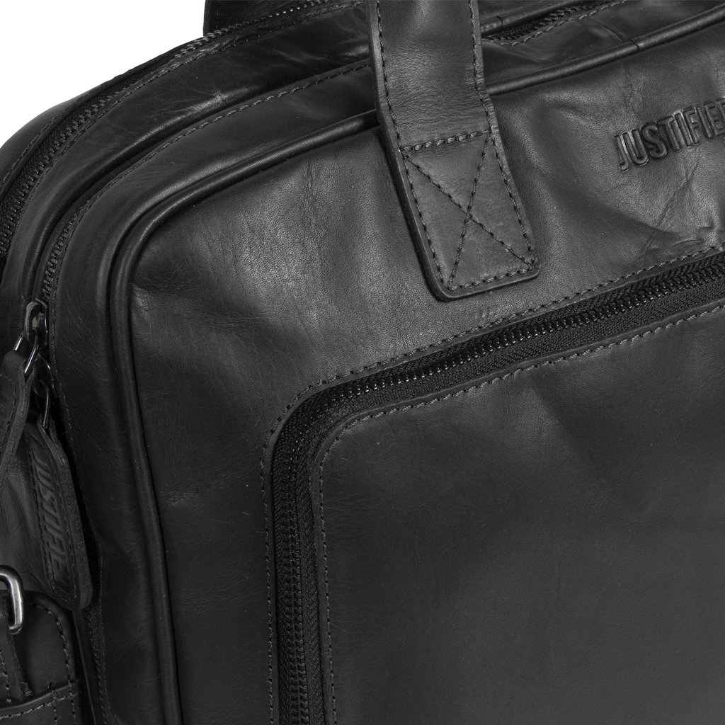 Justified Bags® - Max Laptop Business Bag - Laptoptas - Aktetas - 13'' Laptop - Leer - Zwart