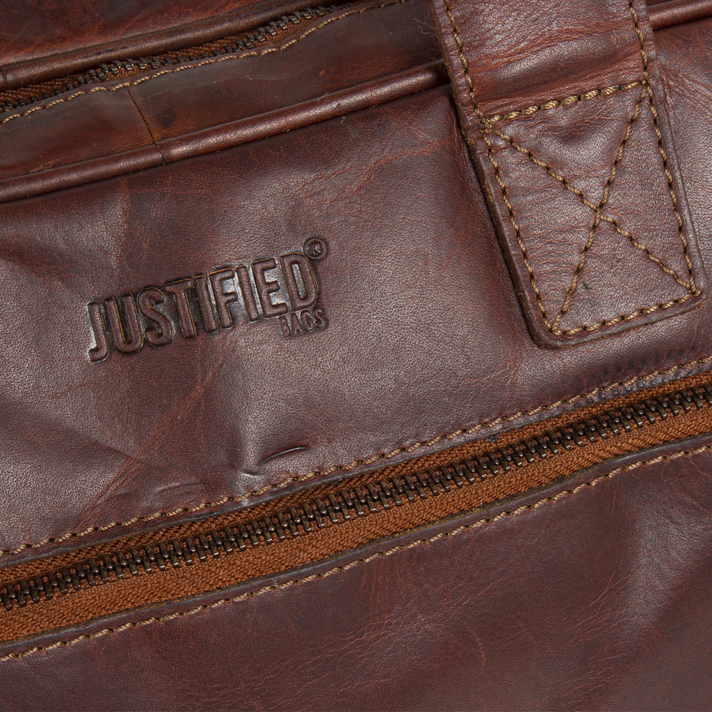 Justified Bags® - Max Laptop Business Bag - Laptop Bag - 13'' Laptop - Cognac Laptop - Leather - Cognac