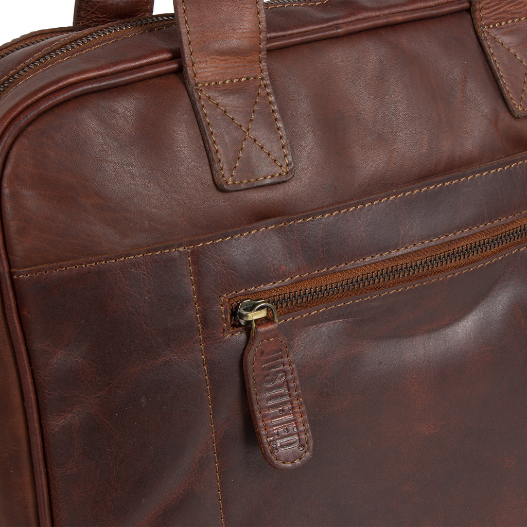 Justified Bags® - Max Laptop Business Bag - Laptop Bag - 13'' Laptop - Cognac Laptop - Leather - Cognac
