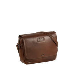 Justified Bags® Titan Small Flapover Leder Umhängetasche Cognac