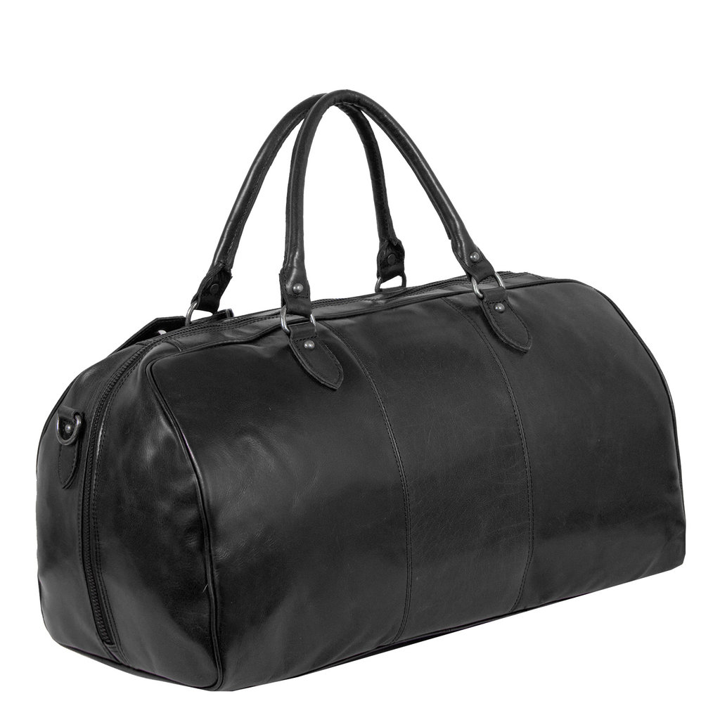 Justified Bags® Mantan Duffel - Weekender aus schwarzem Leder - Reisetasche - 44L
