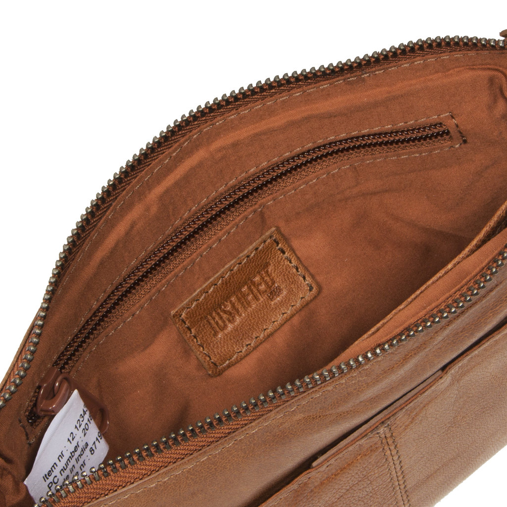 Justified Bags® Belukha - Leather Shoulder Bag - Small - Top Zip - Cognac