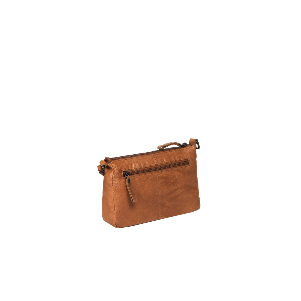 Justified Bags® Belukha - Leather Shoulder Bag - Small - Top Zip - Cognac