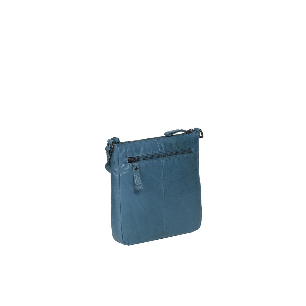 Justified Bags® Belukha - Leren Schoudertas - Crossbody tas - Top zip - Medium - Ocean Blue