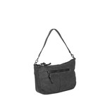 Justified Bags® - Saira - Shoulder bag - Zipper - Leather - 26x9x18cm - Grau