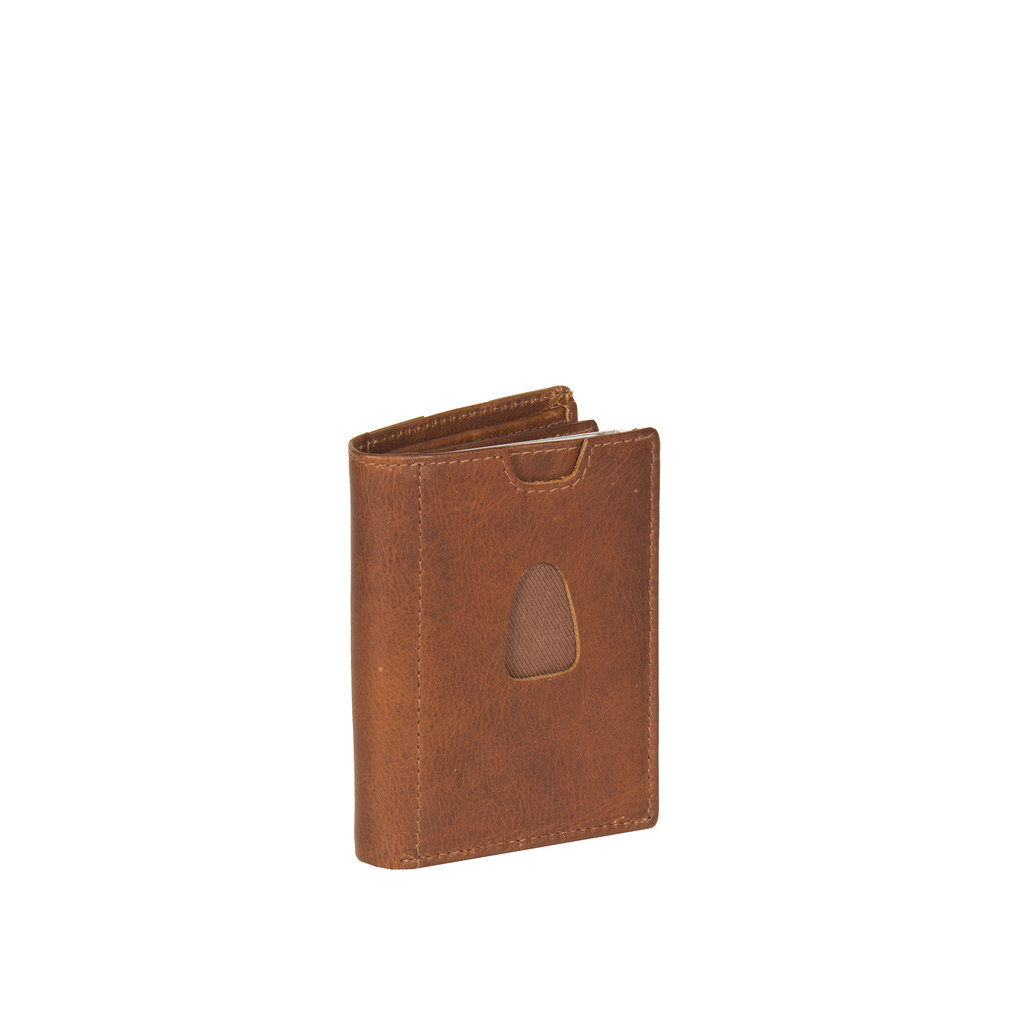 Leather nappa 12 card holder cognac coins pocket inside + box