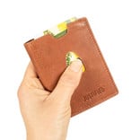 Leather nappa 12 card holder cognac coins pocket inside + box