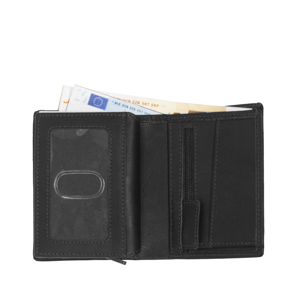 Leather nappa 12 card holder black coins pocket inside + box