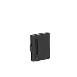 Leather nappa credit case holder + backside coin black + box
