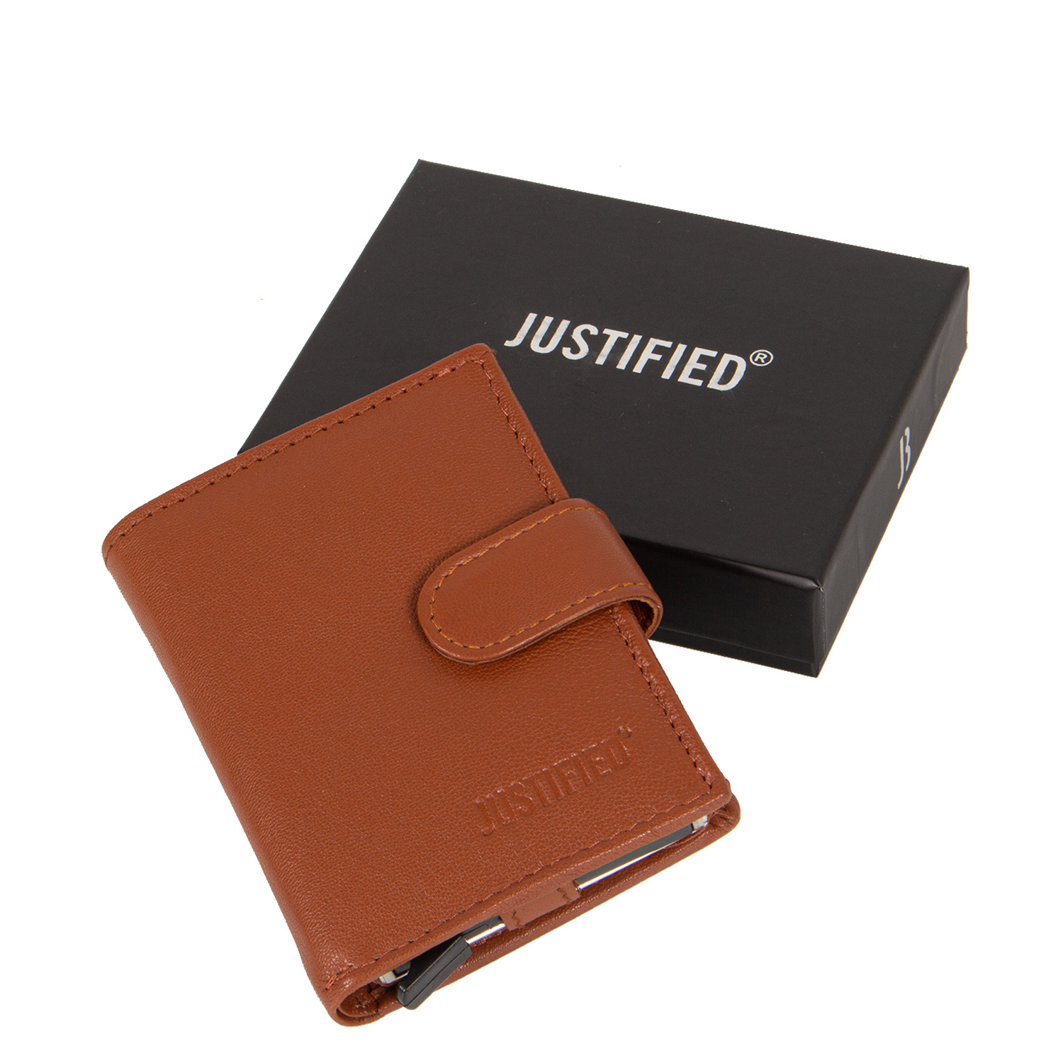 Justified Bags Leather Nappa Credit Case Holder Cognac Box