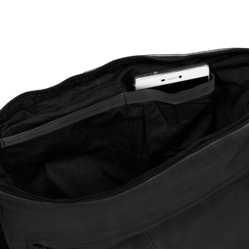 Justified Bags® Kailash - Bannana - Leather Shoulder Bag - Black