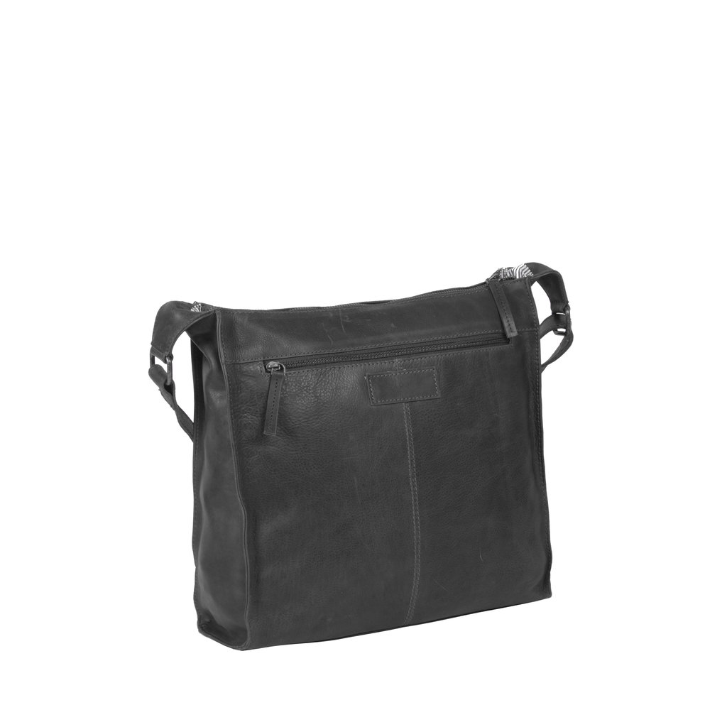 Justified Bags® Nynke Square Leather Shoulder Bag Black