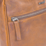 Justified Bags® Nynke Double Top Zip Leather Shoulder Bag Cognac