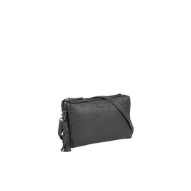 Justified Bags® Nynke Triple Top Zip Leather Shoulder Bag Black