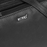 Justified Bags® Nynke Triple Top Zip Leather Shoulder Bag Black