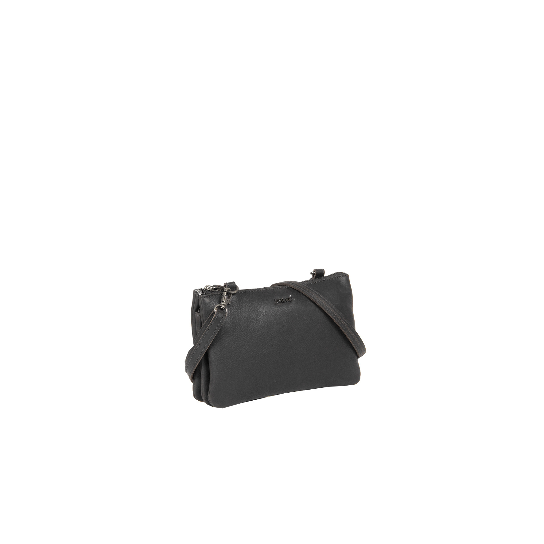 Justified Bags Justified Bags® NynkeTop Zip Leren Schoudertas Clutch Crossbody Tas Zwart