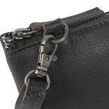 Justified Bags® NynkeTop Zip Leder Umhängetasche Clutch Crossbody Bag Schwarz