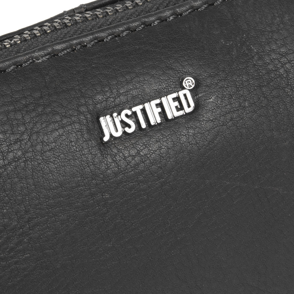 Justified Bags® NynkeTop Zip Leder Umhängetasche Clutch Crossbody Bag Schwarz