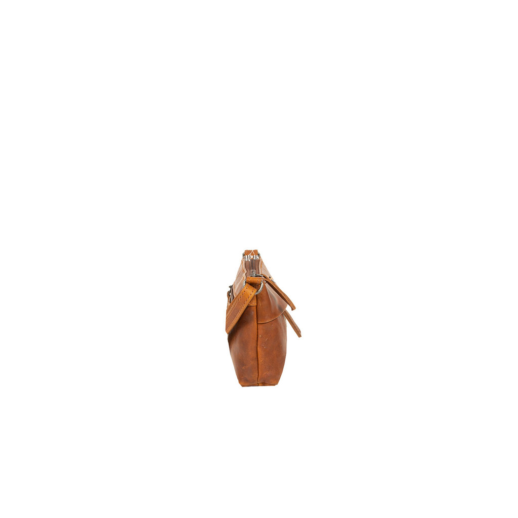 Justified Bags®  Nynke Small Folded Leren Schoudertas Cognac