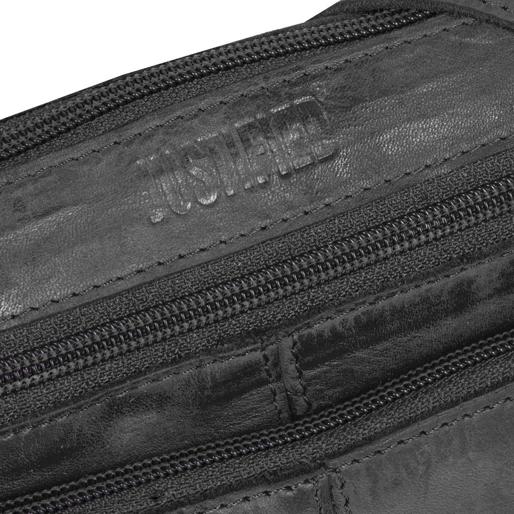 Justified Bags® Roma Top Zip Leather Black Shoulder Bag