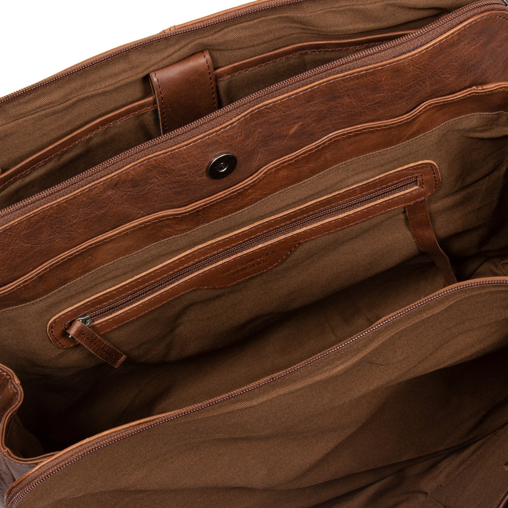 Justified Bags® Dyon - Business Bag - Handbag - 2 tone - 39x20x30cm - Brown