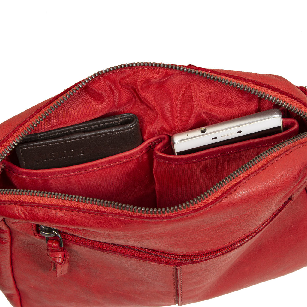 Justified Bags® Carmen - Shoulder bag - Crossbody bag - Leather - Red - 24x6x20cm