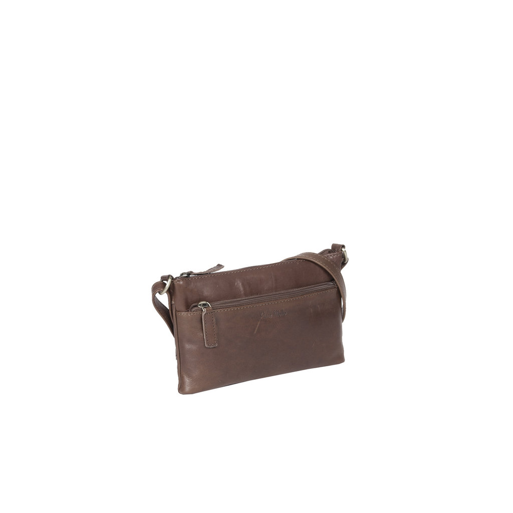 Justified Bags® Deborah - Leather- Shoulder bag - Top zip - Brown - 23x3x15cm