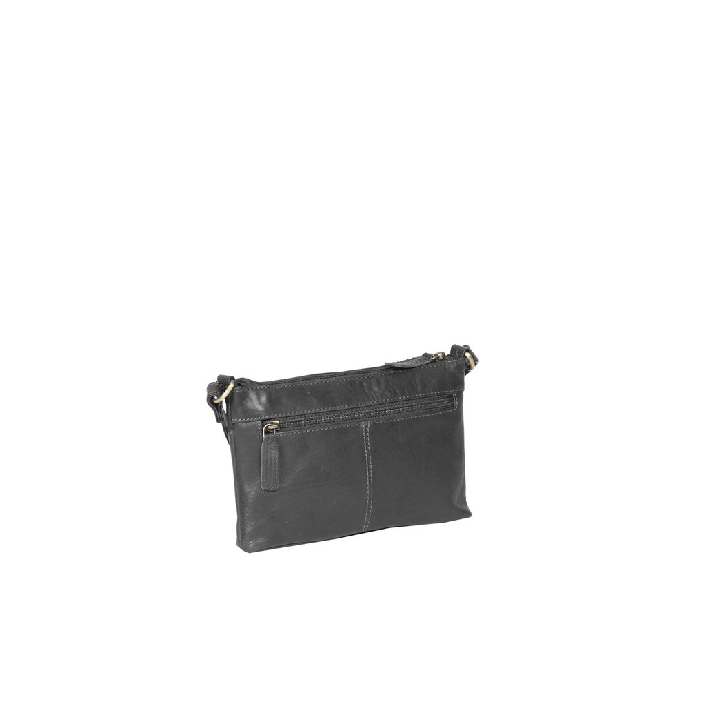 Justified Bags® Deborah - Leather - Shoulder bag - Top zip - Black - 23x3x15cm