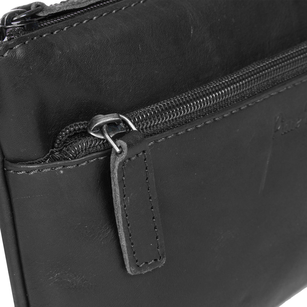 Justified Bags® Deborah - Leather - Shoulder bag - Top zip - Black - 23x3x15cm