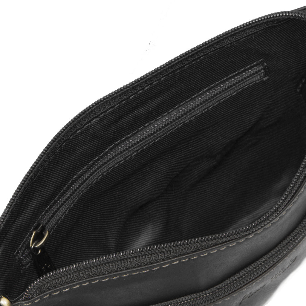 Justified Bags® Deborah - Leather - Shoulder bag - Top zip - Black - 23x3x15cm