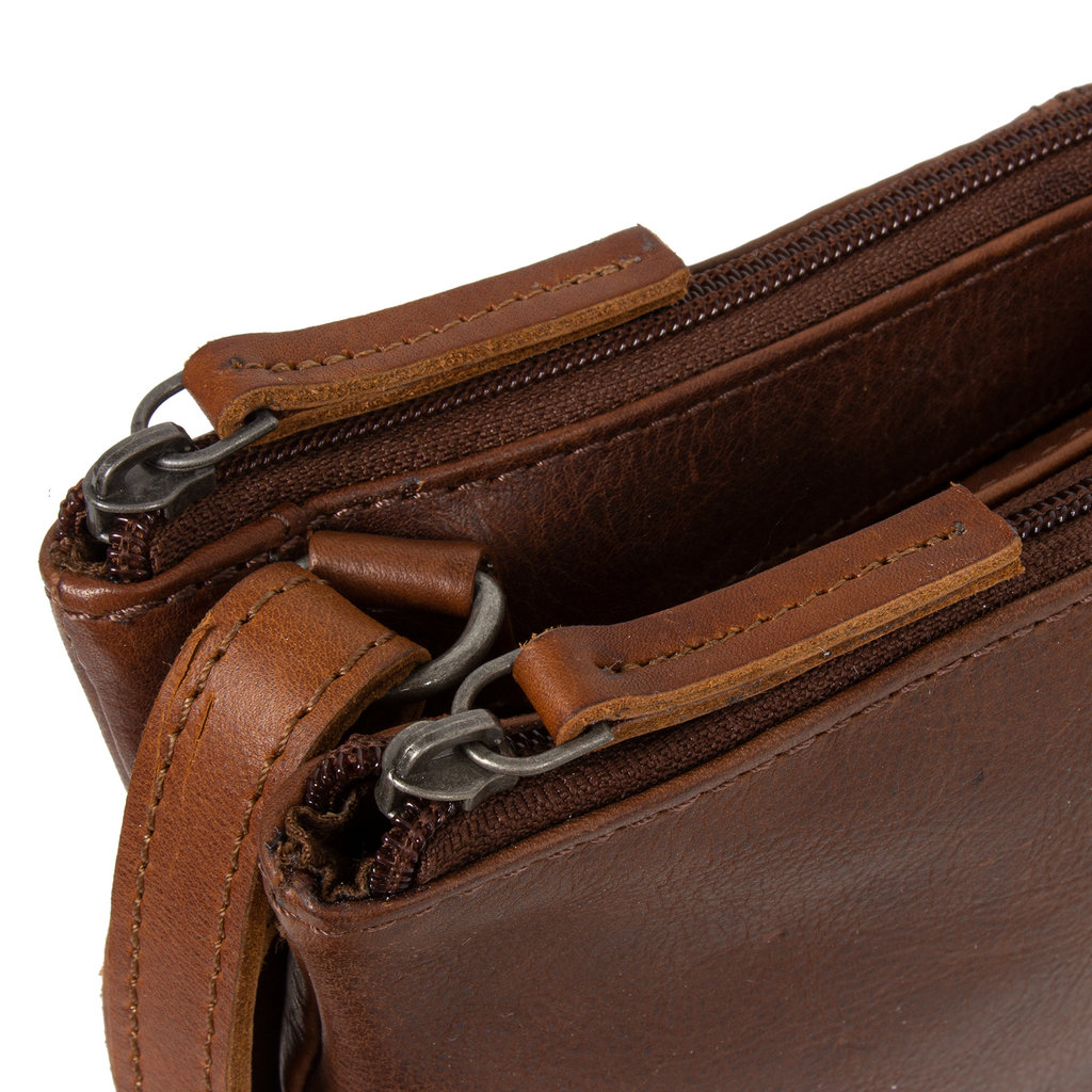 Justified Bags® Dyon - Shoulder Bag - Crossbody Bag - Top zip - 2 tone - 25x4x18cm - Brown