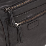 Justified Bags® Carmen - Schoudertas - Crossbody tas - Top Zip - Leer - Zwart - 20x5x23cm