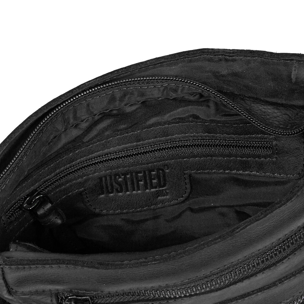 Justified Bags® Carmen - Shoulder bag - Crossbody bag - Top Zip - Leather - Black - 20x5x23cm