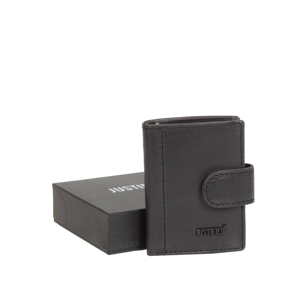 Burned Leather Creditcard Holder Coinpocket+ Box Black