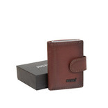 Burned Leather Creditcard Holder Coinpocket + Box Brown