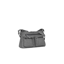 Justified Bags® Nappa - 2 Top Zip - Leder Umhängetasche - Grau