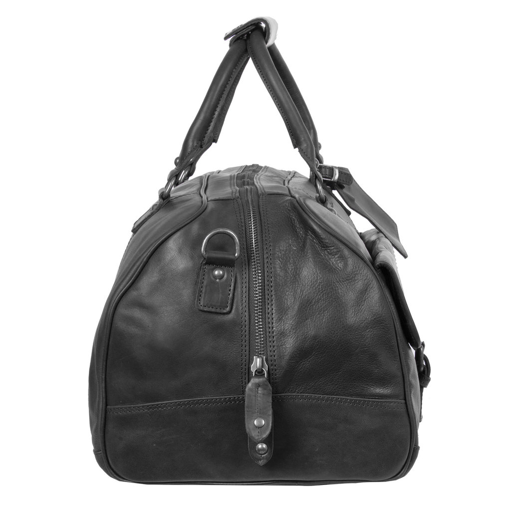 Mia  Duffel - Weekender Made Of Black Leather  Travel Bag