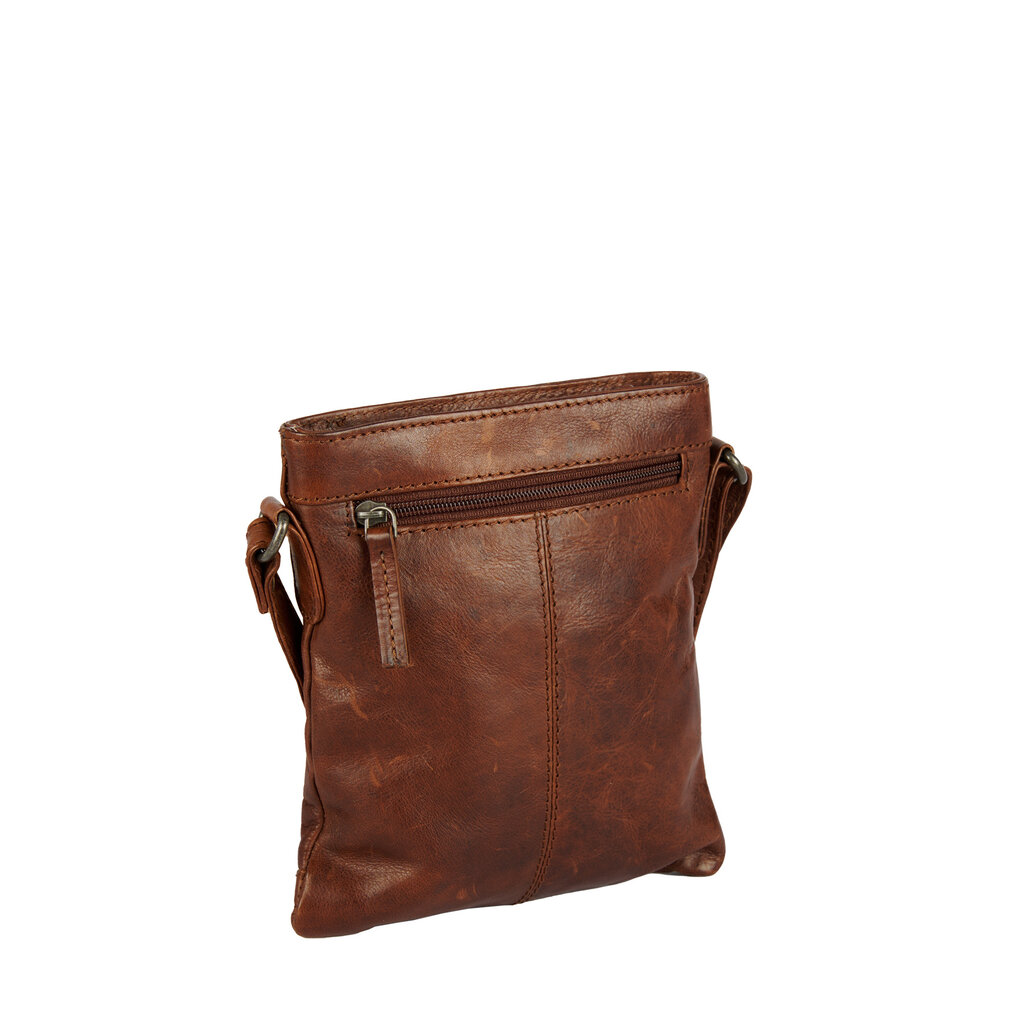 Justified Bags® Nynke Top Zip Leather Shoulder Bag Brown