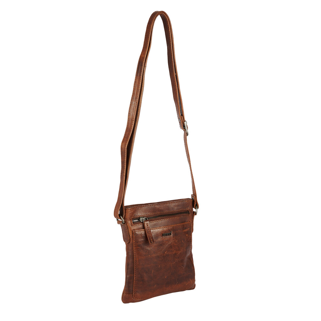 Justified Bags®  Nynke Top Zip Leder Schoudertas Bruin