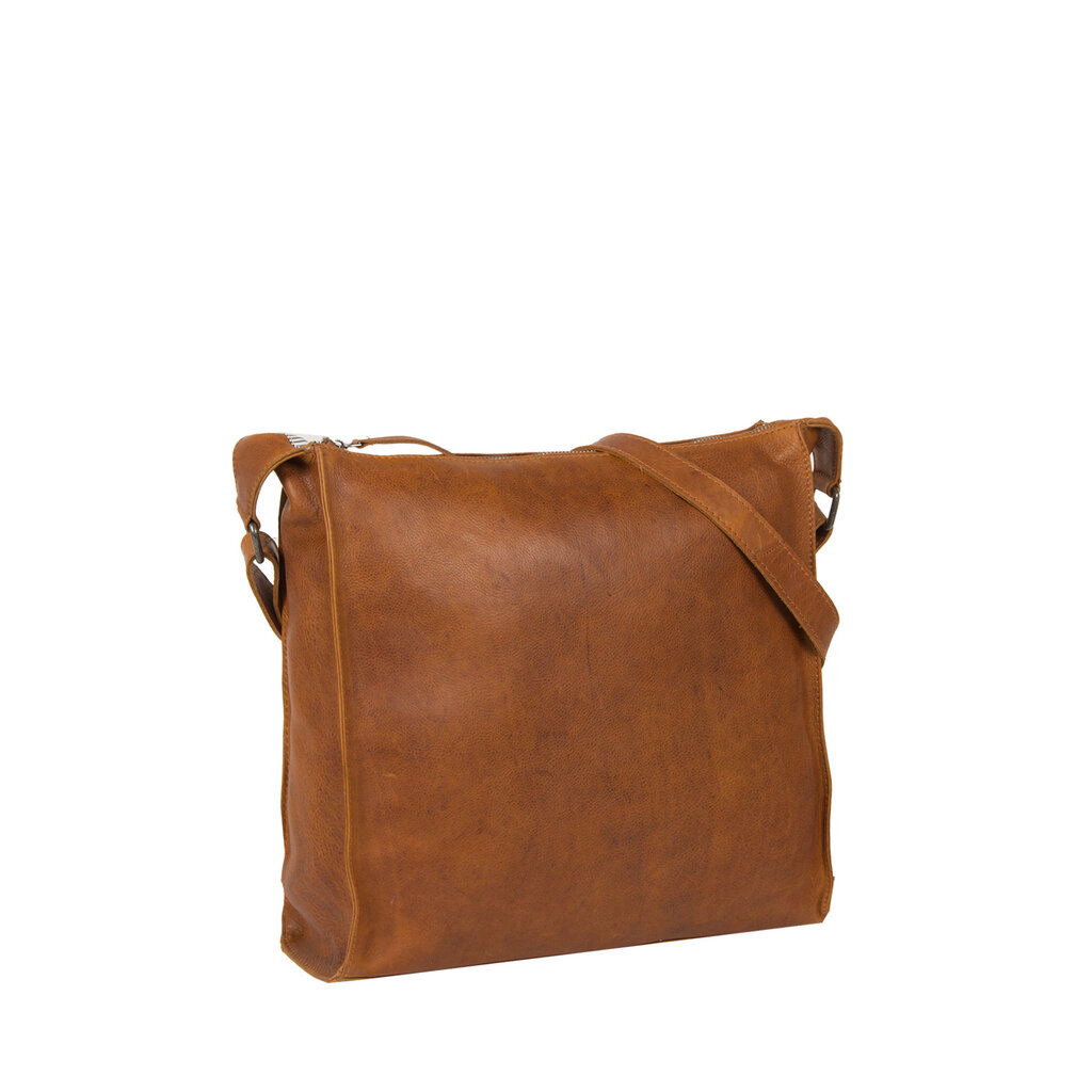 Justified Bags® Nynke Square Leather Shoulder Bag Cognac