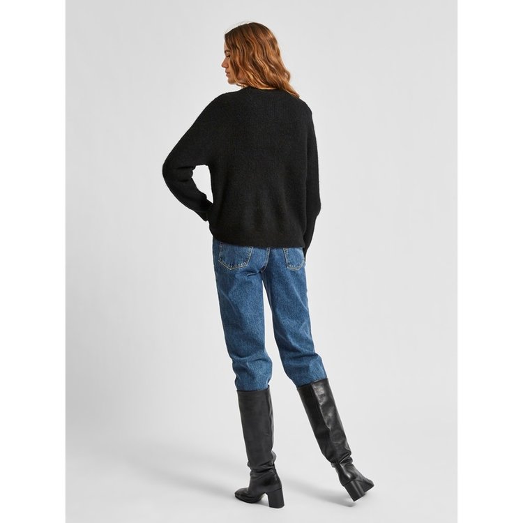 Selected Femme SLF LULU LS KNIT SHORT CARDIGAN Black