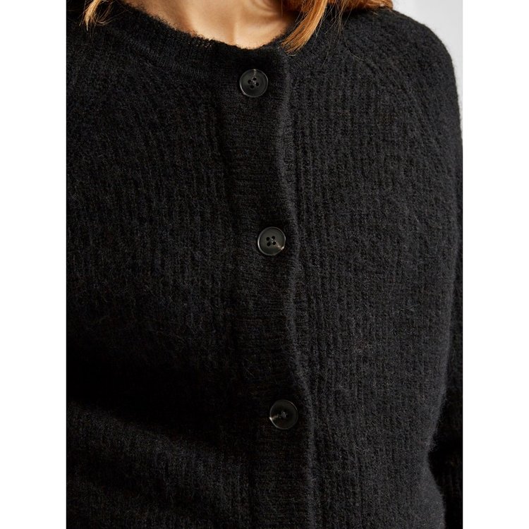 Selected Femme SLF LULU LS KNIT SHORT CARDIGAN Black