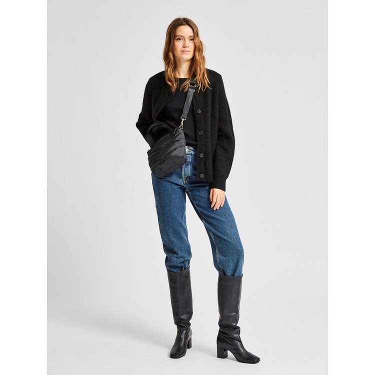 Selected Femme SLF LULU LS KNIT SHORT CARDIGAN Black