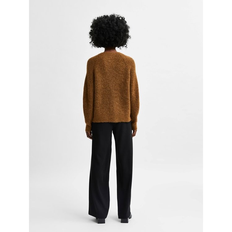 Selected Femme SLF LULU LS KNIT SHORT CARDIGAN Rubber