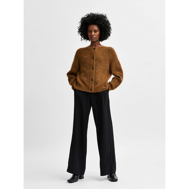 Selected Femme SLF LULU LS KNIT SHORT CARDIGAN Rubber