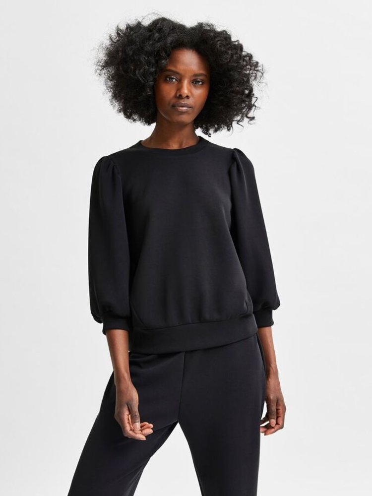 Selected Femme SLFTENNY 3/4 SWEAT TOP Black